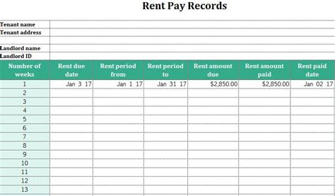 Rent Pay Records My Excel Templates Rent Pay Records My Excel Templates